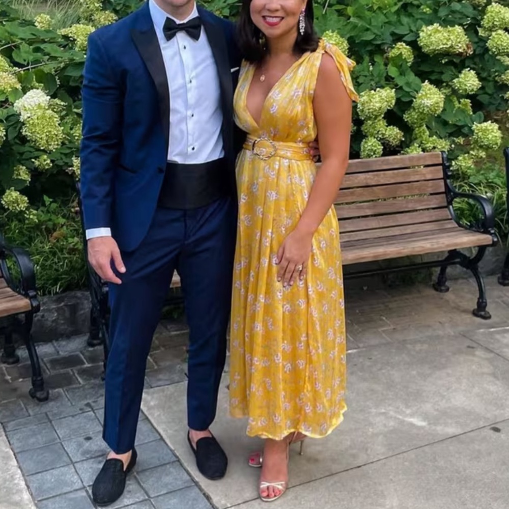 Sabina Musayev Terranova/Kimber Floral Chiffon Midi Dress - Large, Fuchsia/Pink - Picture 12 of 15